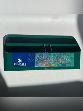 VTG 80s Eldon Desk Organizer Forest Green Acrylic Wall Option New! Office Work